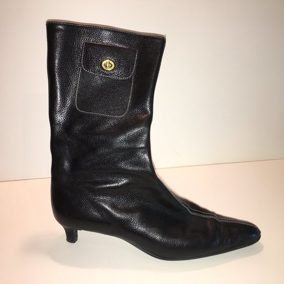 Coach Shoes - Coach Black Leather Bootie w/Pocket